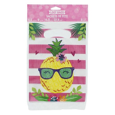 slide 1 of 1, Creative Converting Pineapple N' Friends Treat Bags, 8 ct