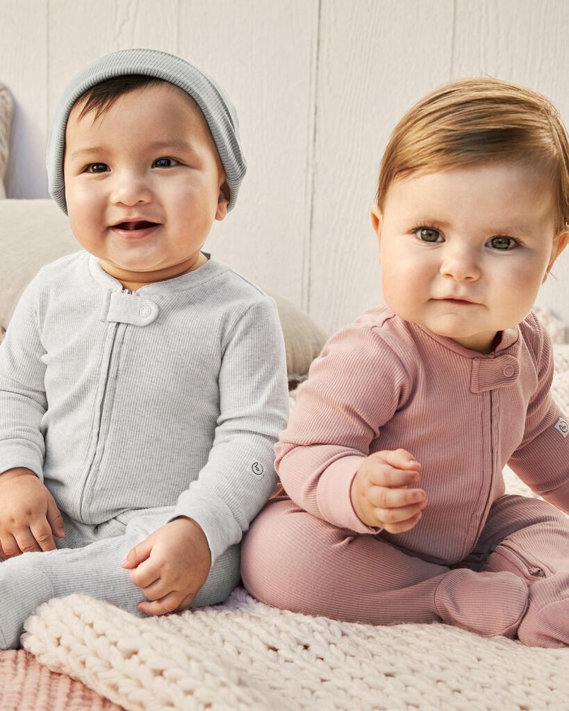 slide 3 of 5, Littleplanet Baby Organic Cotton Rib Sleep & Play Pajamas Rose 6M, 1 ct