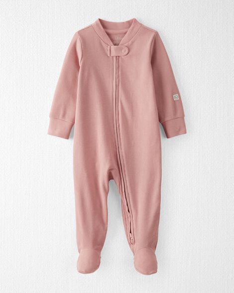 slide 1 of 5, Littleplanet Baby Organic Cotton Rib Sleep & Play Pajamas Rose 6M, 1 ct