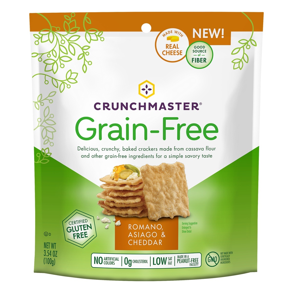 slide 1 of 1, Crunchmaster Grain-Free Crackers Romano, Asiago & Cheddar, 3.54 oz