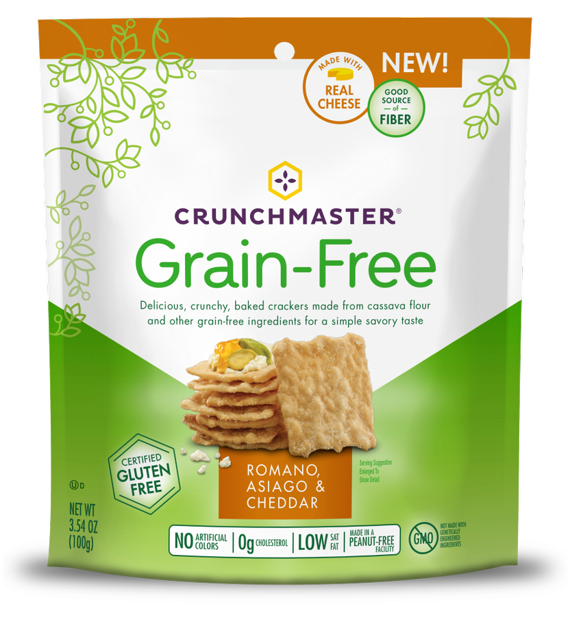 slide 1 of 1, Crunchmaster Grain-Free Crackers Romano, Asiago & Cheddar, 3.54 oz