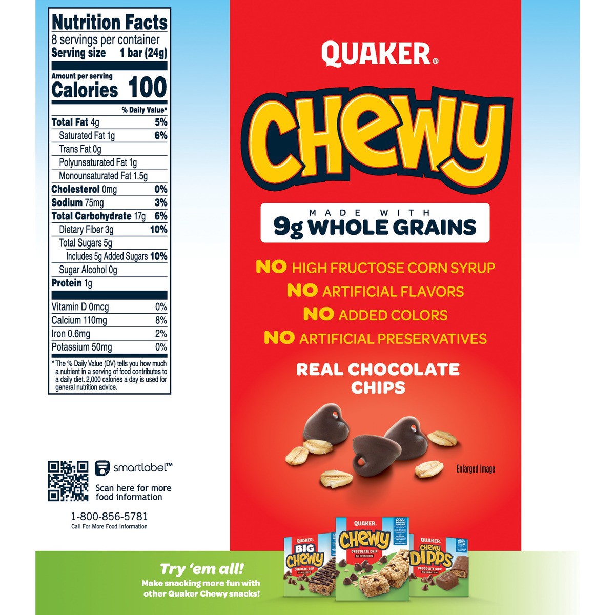 slide 3 of 6, Quaker Chewy Low Sugar Chocolate Chip Granola Bars, 8 ct; 0.64 oz