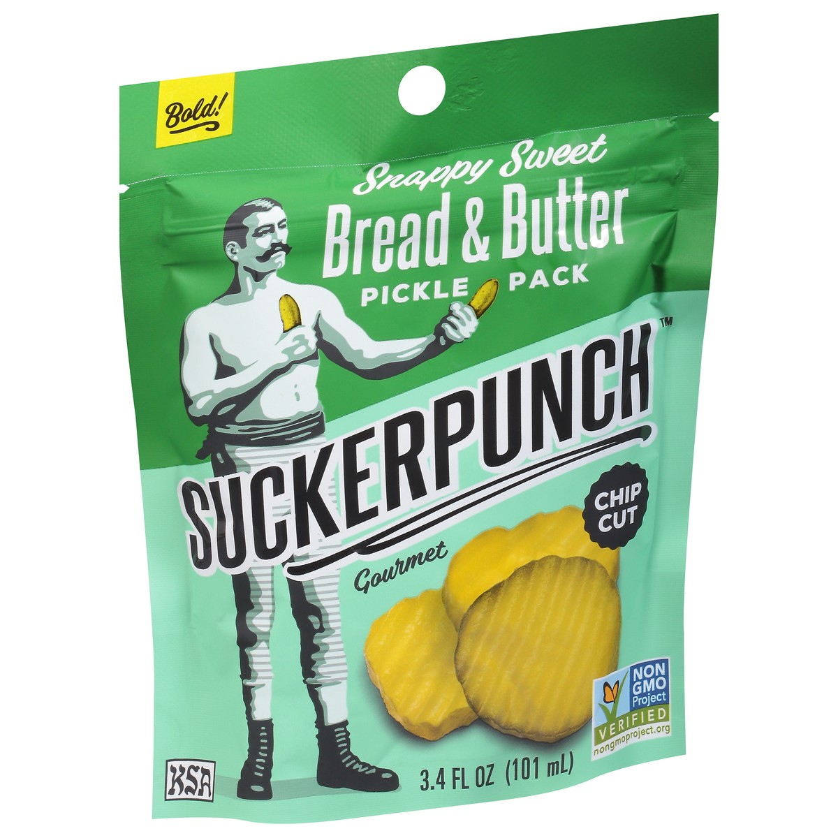 slide 2 of 9, SuckerPunch Gourmet Suckerpunch Snappy Sweet Bread & Butter Pickle Chips Snack Pouch, 3.4 oz