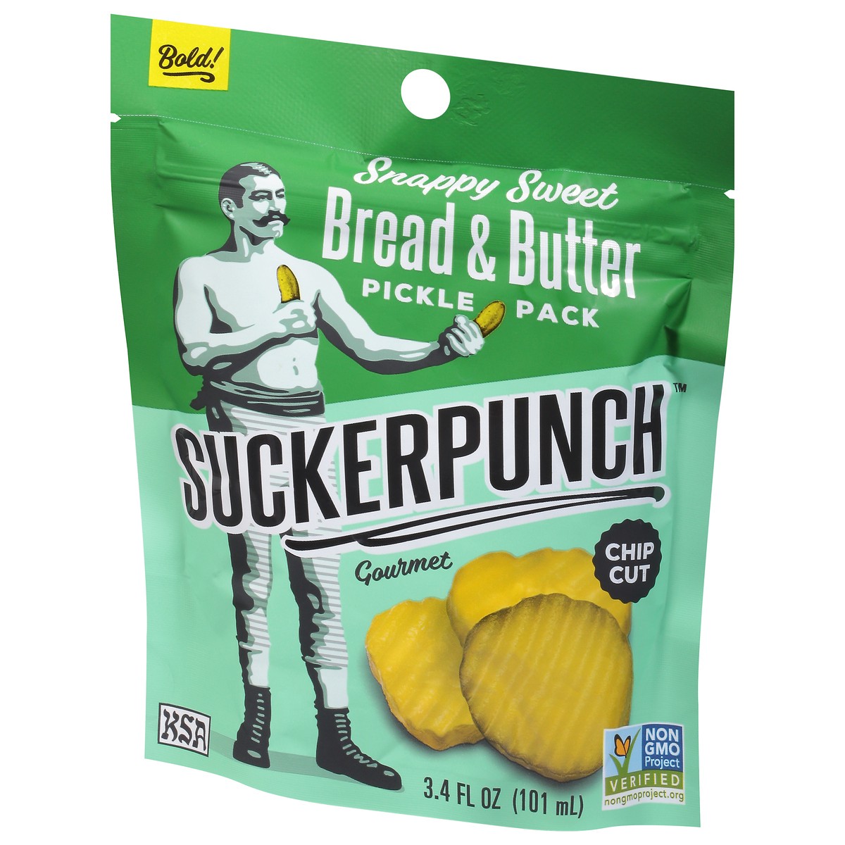 slide 3 of 9, SuckerPunch Gourmet Suckerpunch Snappy Sweet Bread & Butter Pickle Chips Snack Pouch, 3.4 oz