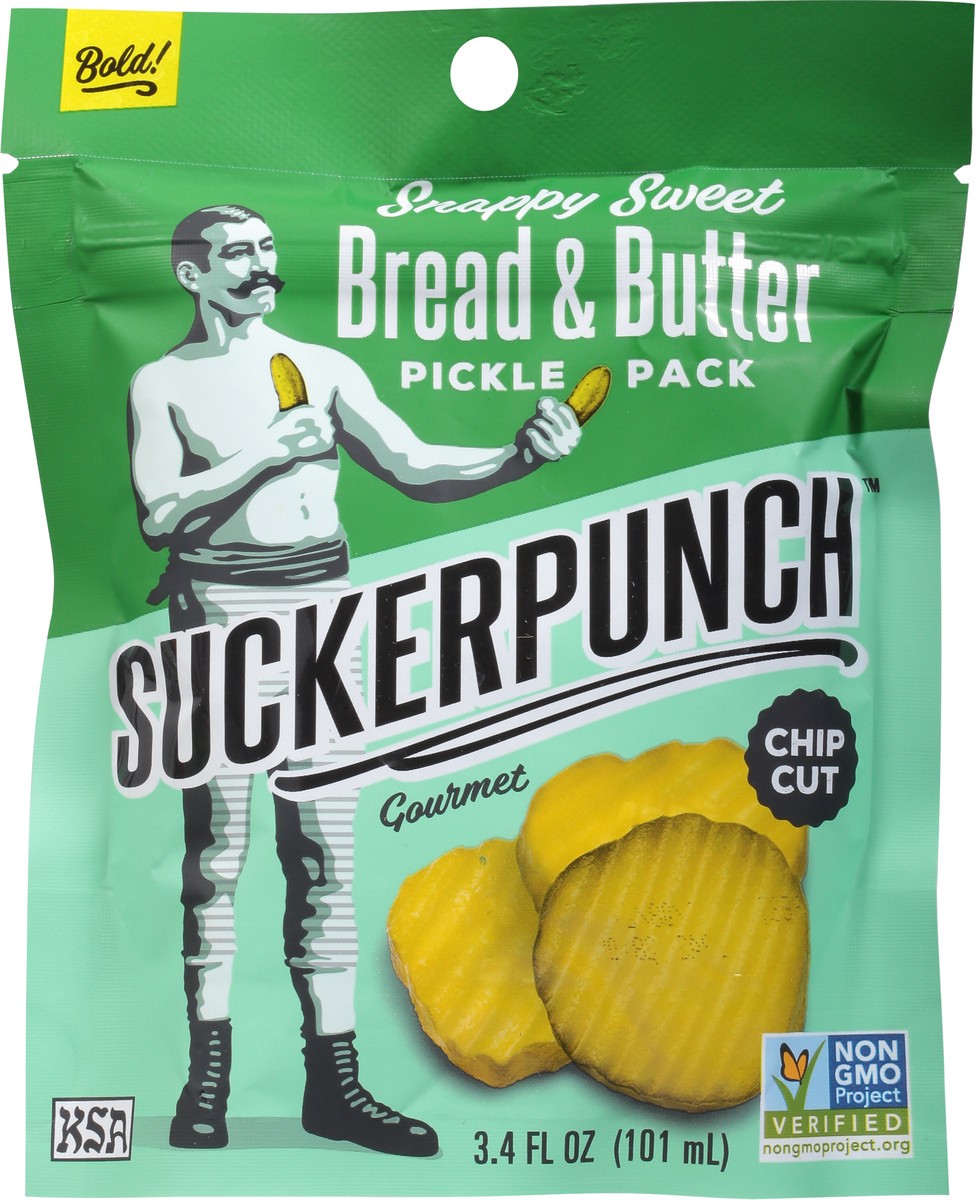 slide 6 of 9, SuckerPunch Gourmet Suckerpunch Snappy Sweet Bread & Butter Pickle Chips Snack Pouch, 3.4 oz