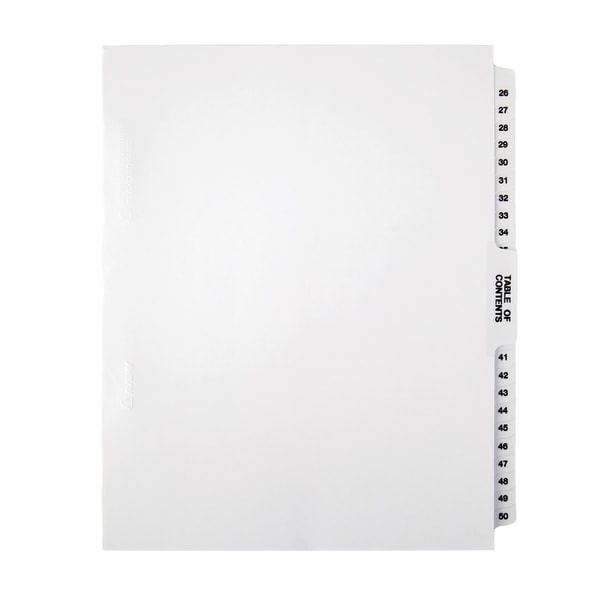 slide 1 of 2, Office Depot Brand Legal Index Exhibit Unpunched Dividers With Laminated Tabs, Black/White, Numbered 26-50, 1 ct