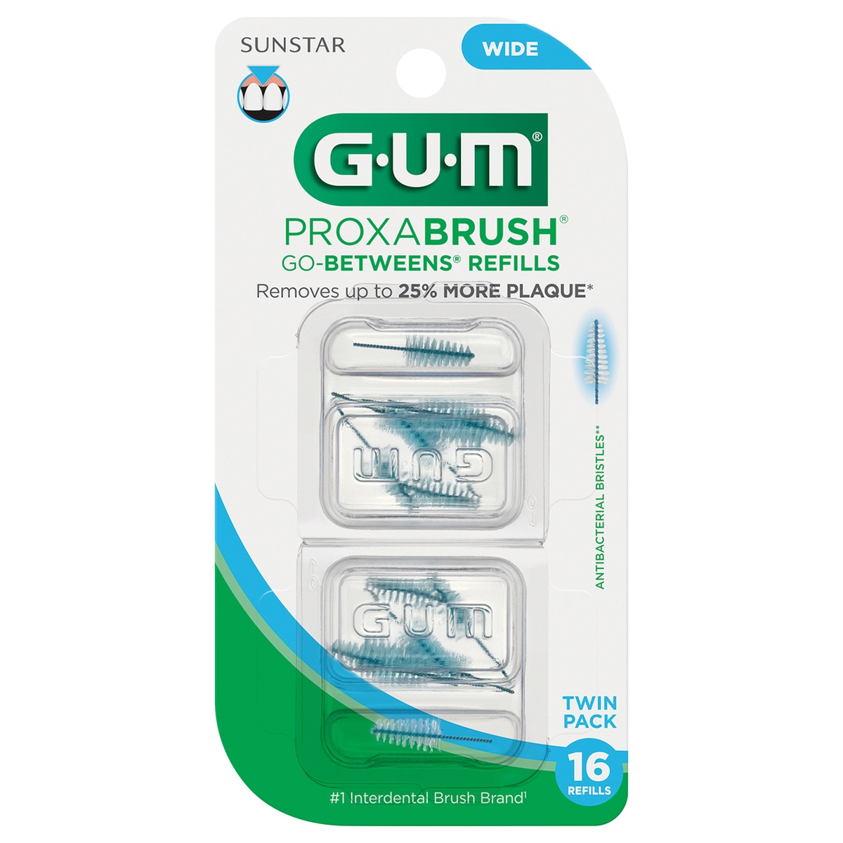 slide 1 of 1, Gum Proxabrush Go-Betweens Refills Cleaners, 16 Ct, 16 ct