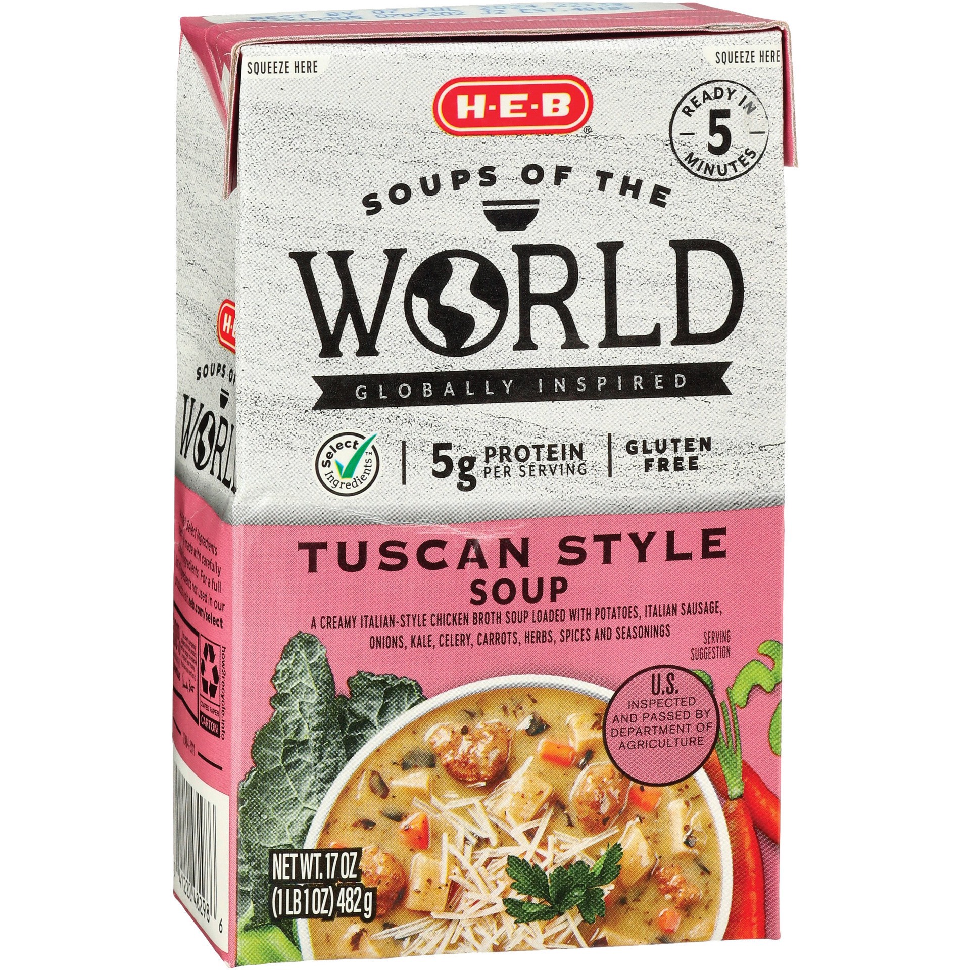 slide 1 of 1, H-E-B Tuscan Style Soup, 17 oz