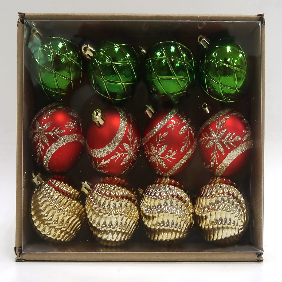 slide 1 of 1, December Home Ornament Balls - Red/Green/Gold, 12 ct