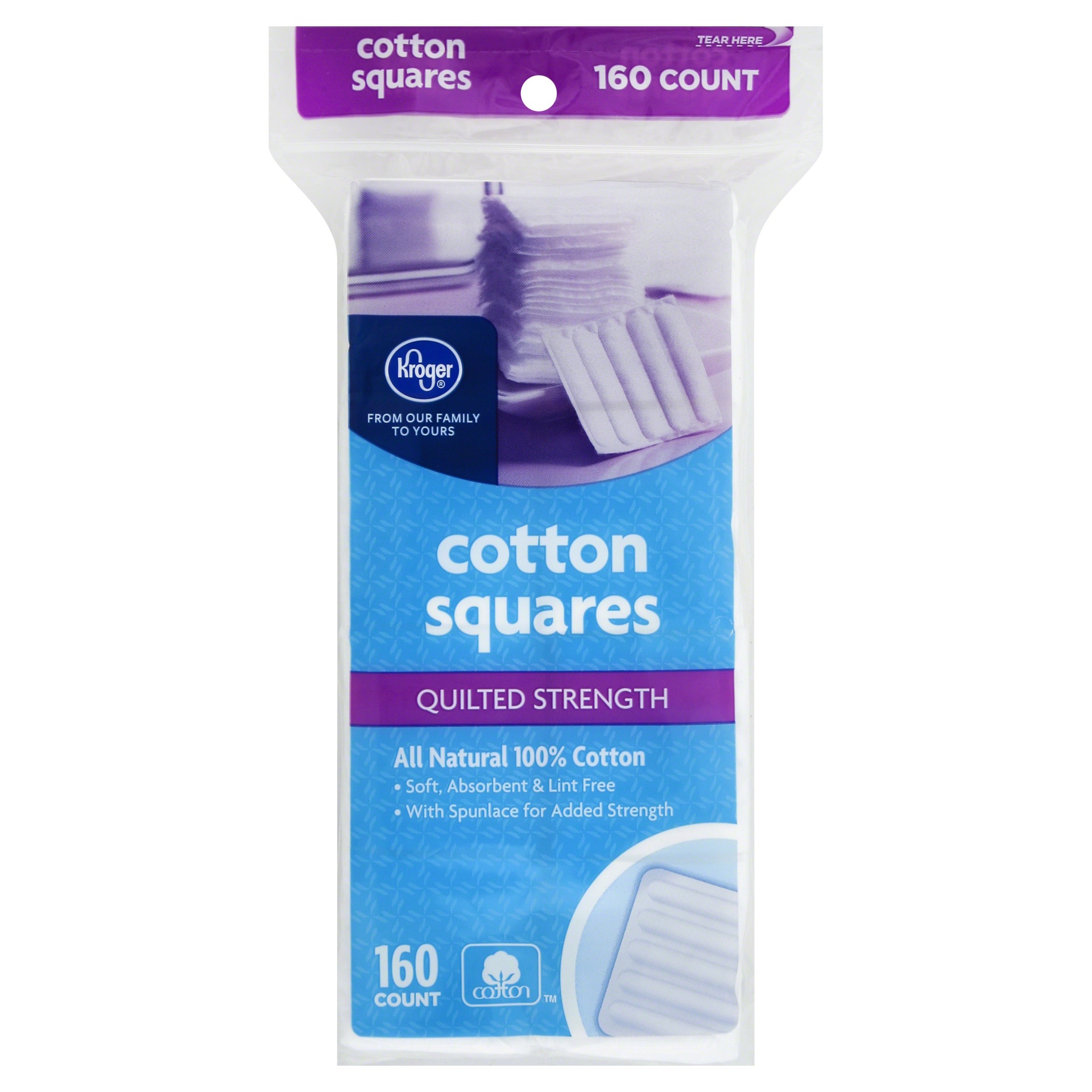 slide 1 of 1, Kroger Cotton Squares Quilted Strength, 160 ct