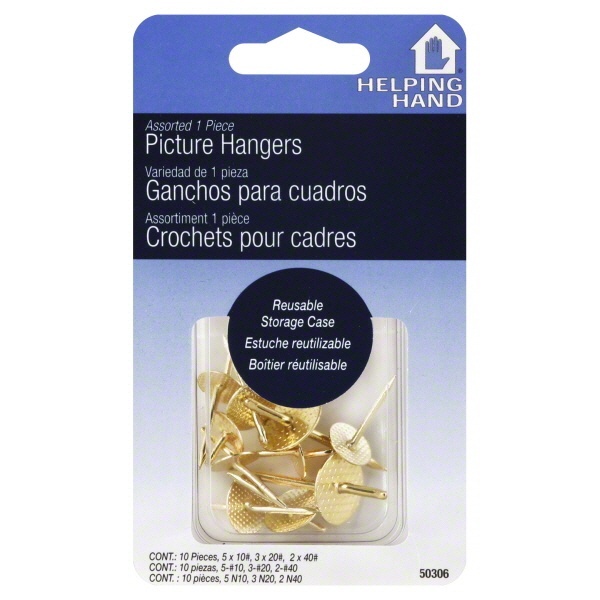 slide 1 of 1, Helping Hand Assorted Picture Hangers, 10 ct