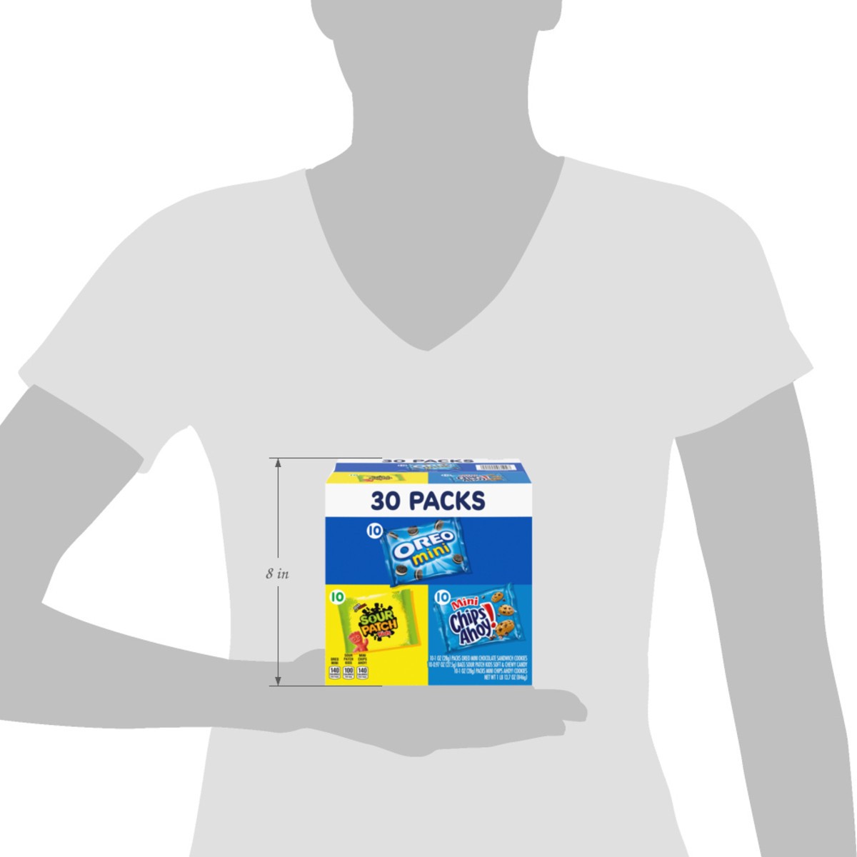 slide 11 of 14, Mixed Nabisco Cookies & Candy Variety Pack, SOUR PATCH KIDS Candy, OREO Mini Cookies, and Mini CHIPS AHOY! Cookies, 30 Snack Packs, 30 ct