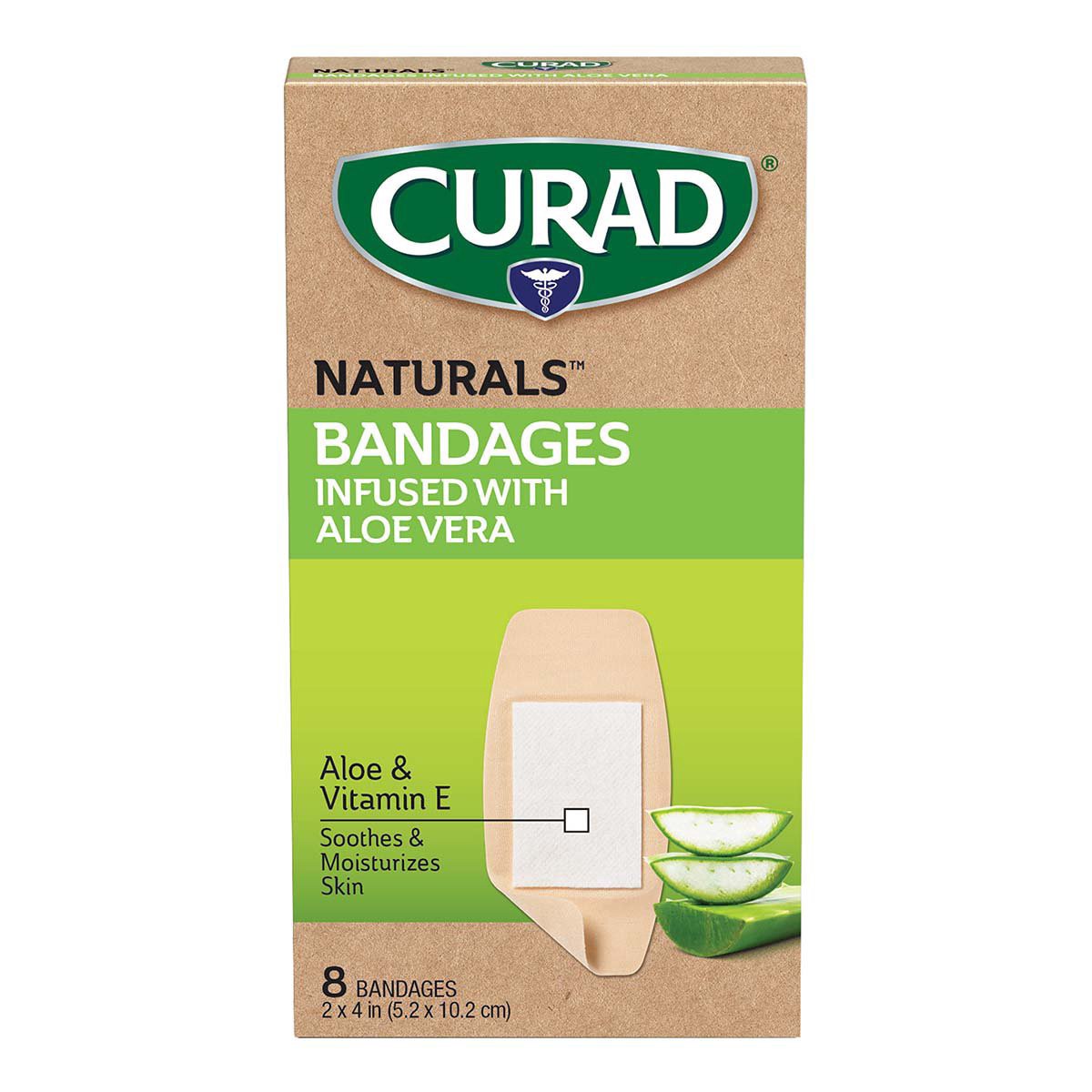 slide 1 of 1, Curad Naturals Bandages with Aloe Vera, 8 ct