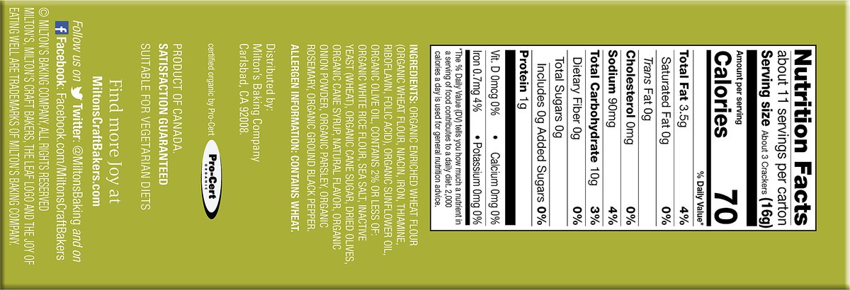 slide 8 of 8, Milton's Organic Crackers - Olive Oil & Sea Salt, 6oz, 6 oz