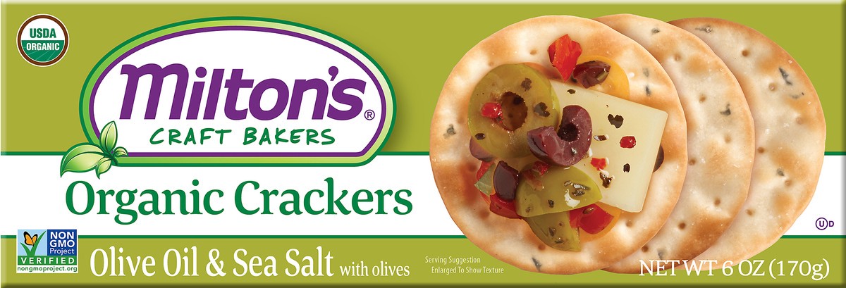 slide 4 of 8, Milton's Organic Crackers - Olive Oil & Sea Salt, 6oz, 6 oz