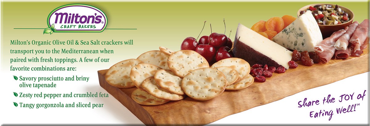 slide 2 of 8, Milton's Organic Crackers - Olive Oil & Sea Salt, 6oz, 6 oz