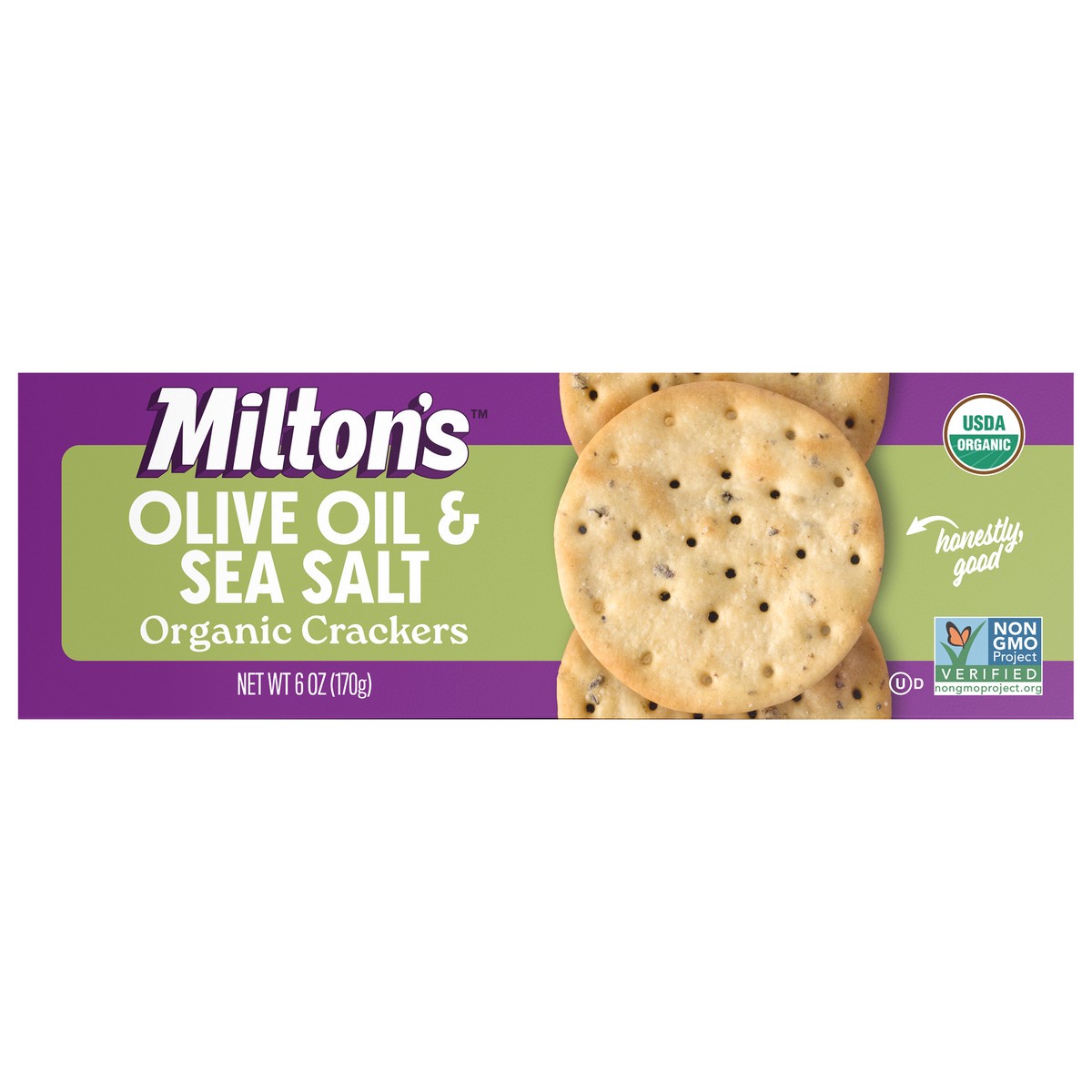 slide 1 of 8, Milton's Organic Crackers - Olive Oil & Sea Salt, 6oz, 6 oz