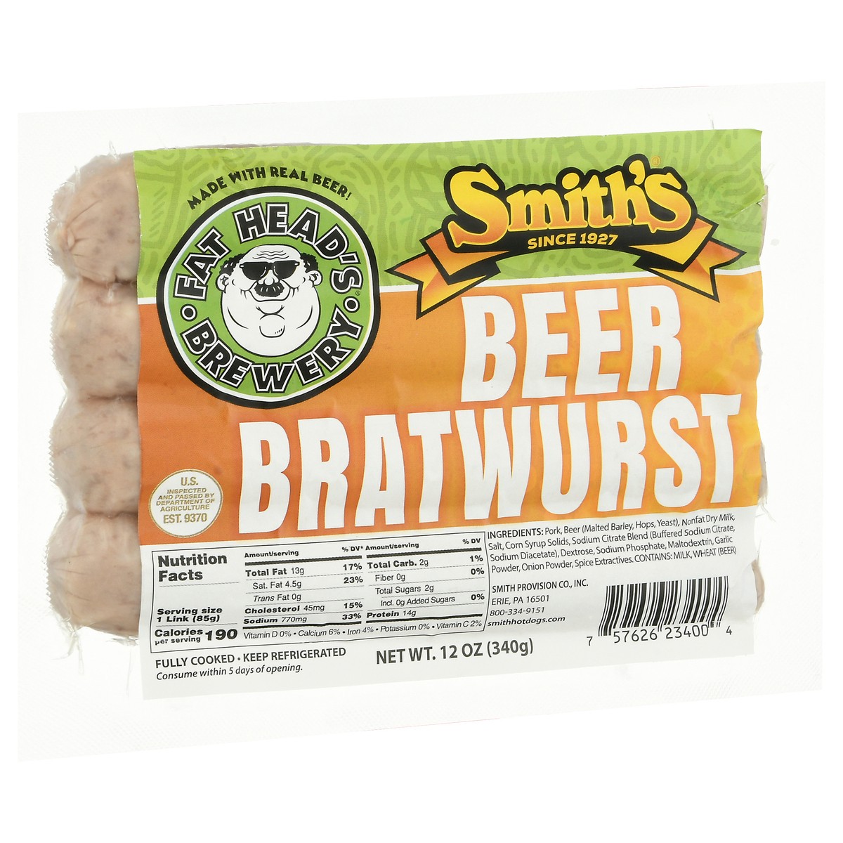 slide 4 of 13, Smith's Beer Bratwurst 12 oz Shrinkwrapped, 12 oz