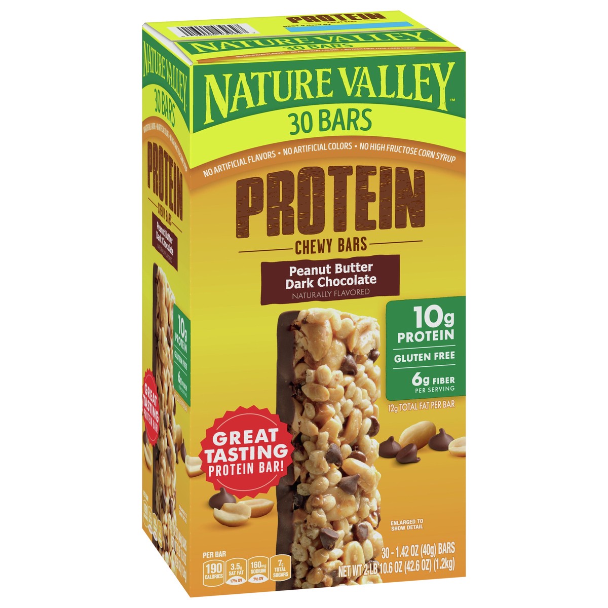 slide 5 of 9, Nature Valley Peanut Butter Dark Chocolate Protein Chewy Bars 30 ea, 30 ct