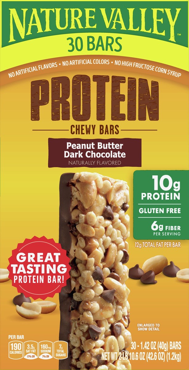 slide 2 of 9, Nature Valley Peanut Butter Dark Chocolate Protein Chewy Bars 30 ea, 30 ct