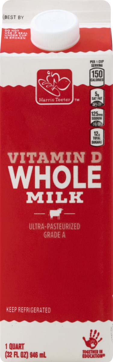 slide 8 of 10, Harris Teeter Milk - Whole, 1 qt