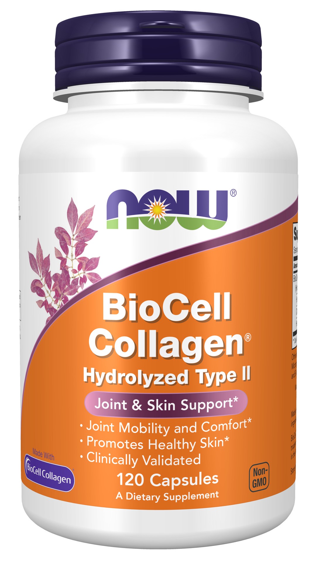 slide 1 of 4, NOW BioCell Collagen Hydrolyzed Type II - 120 Capsules, 120 ct