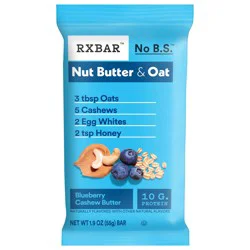 RXBAR Nut Butter and Oat Protein Bars, Protein Snacks, Snack Bars, Blueberry Cashew Butter, 1.9oz, 1 Bar