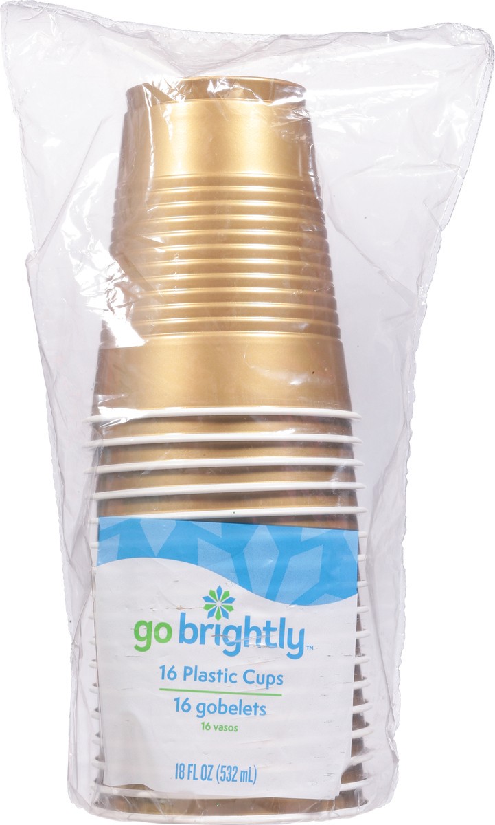 slide 6 of 10, Go Brightly 18 Fluid Ounce Gold Sparkle Plastic Cups 16 ea, 16 ct