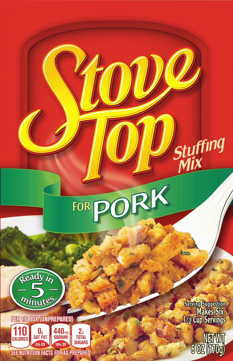 slide 1 of 9, Stove Top Kraft Stove Top Stuffing for Pork Mix, 6 oz Box, 170 g