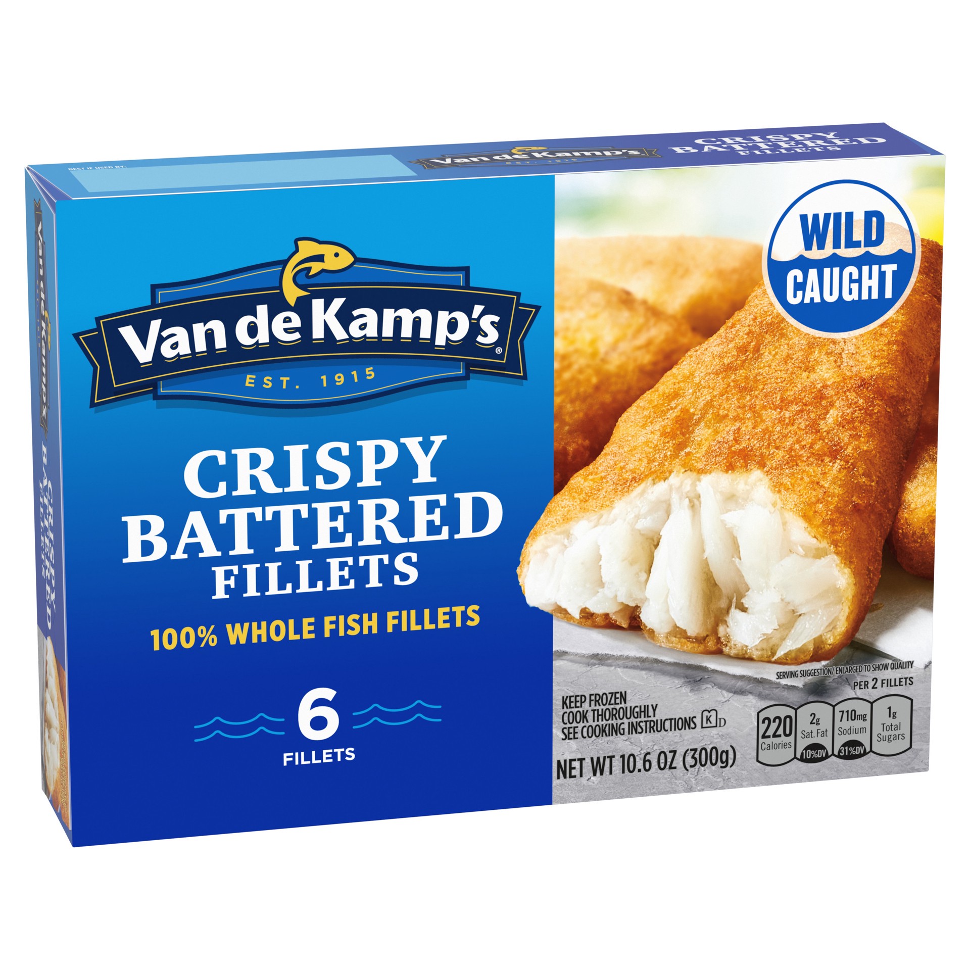 slide 2 of 5, Van de Kamp's Crispy Battered 100% Whole Fish Fillets, Frozen, 10.6 oz. 6-Count, 6 ct; 10.6 oz