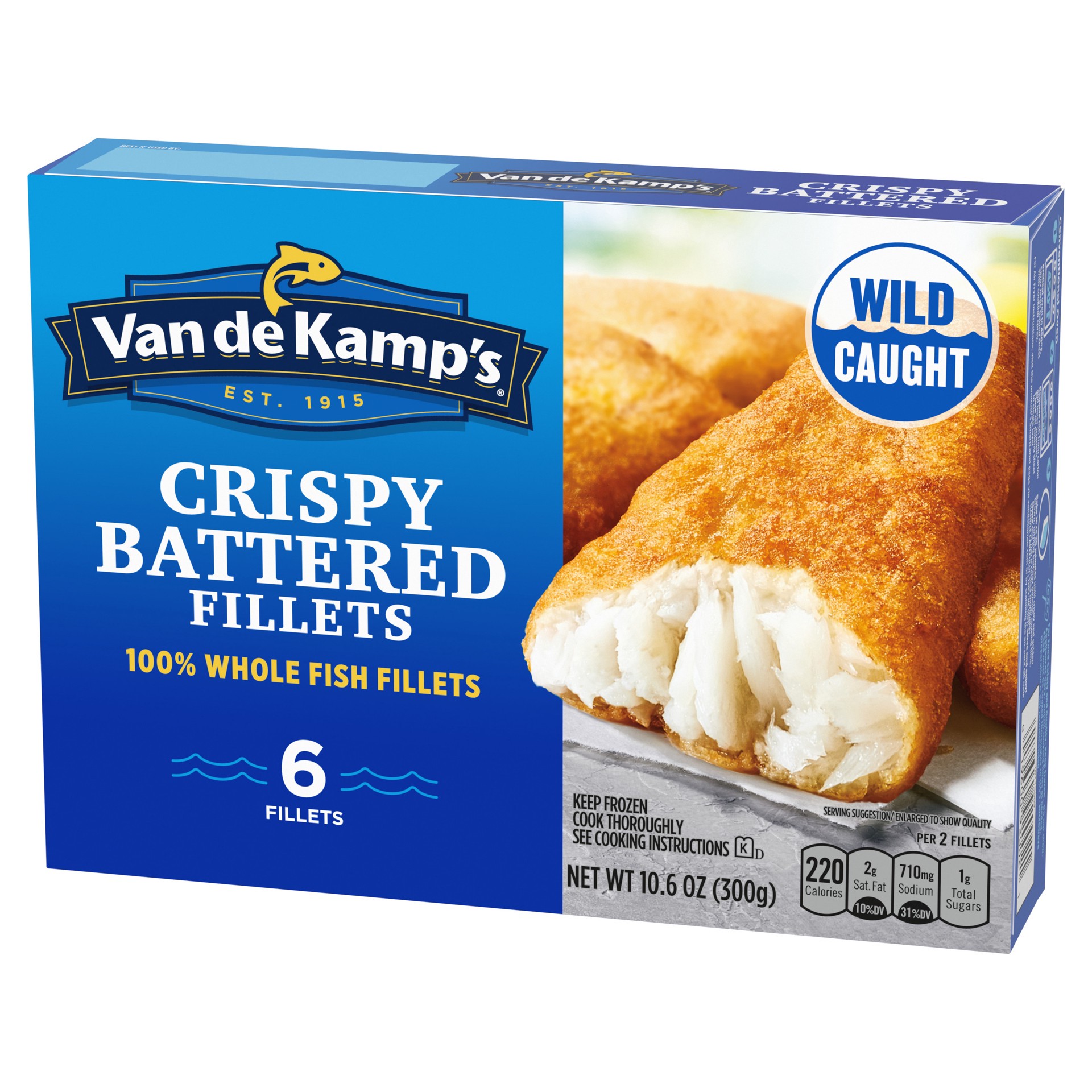 slide 5 of 5, Van de Kamp's Crispy Battered 100% Whole Fish Fillets, Frozen, 10.6 oz. 6-Count, 6 ct; 10.6 oz