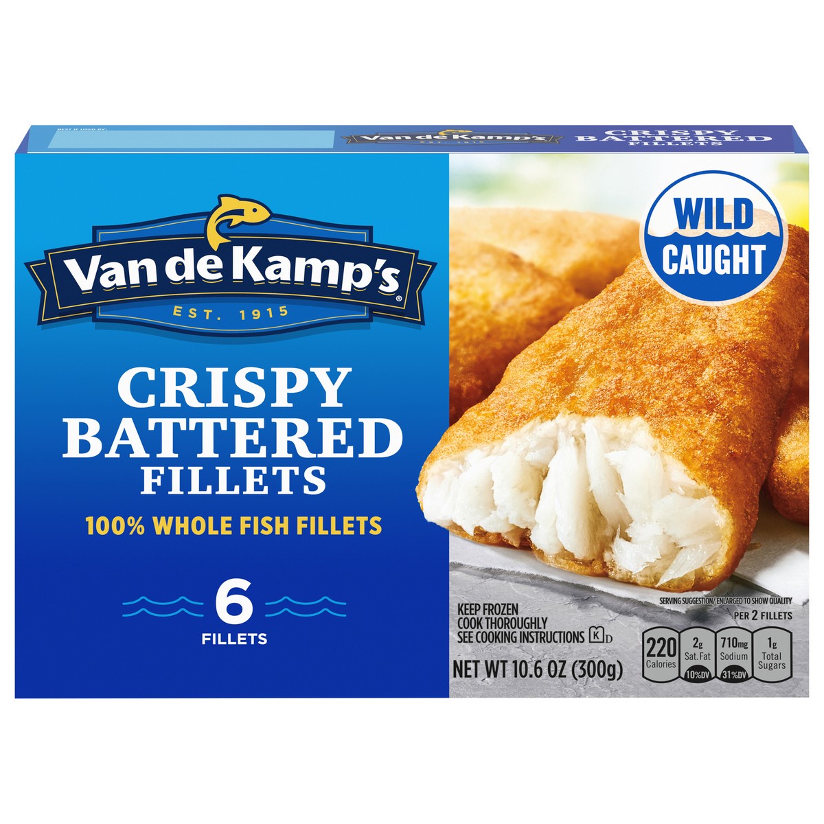 slide 1 of 5, Van de Kamp's Crispy Battered 100% Whole Fish Fillets, Frozen, 10.6 oz. 6-Count, 6 ct; 10.6 oz
