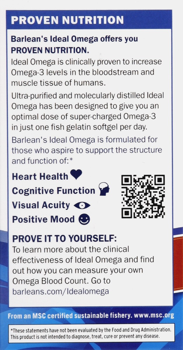 slide 3 of 5, Barlean's Ideal Omega 3 Supplement 30 ea, 30 ct