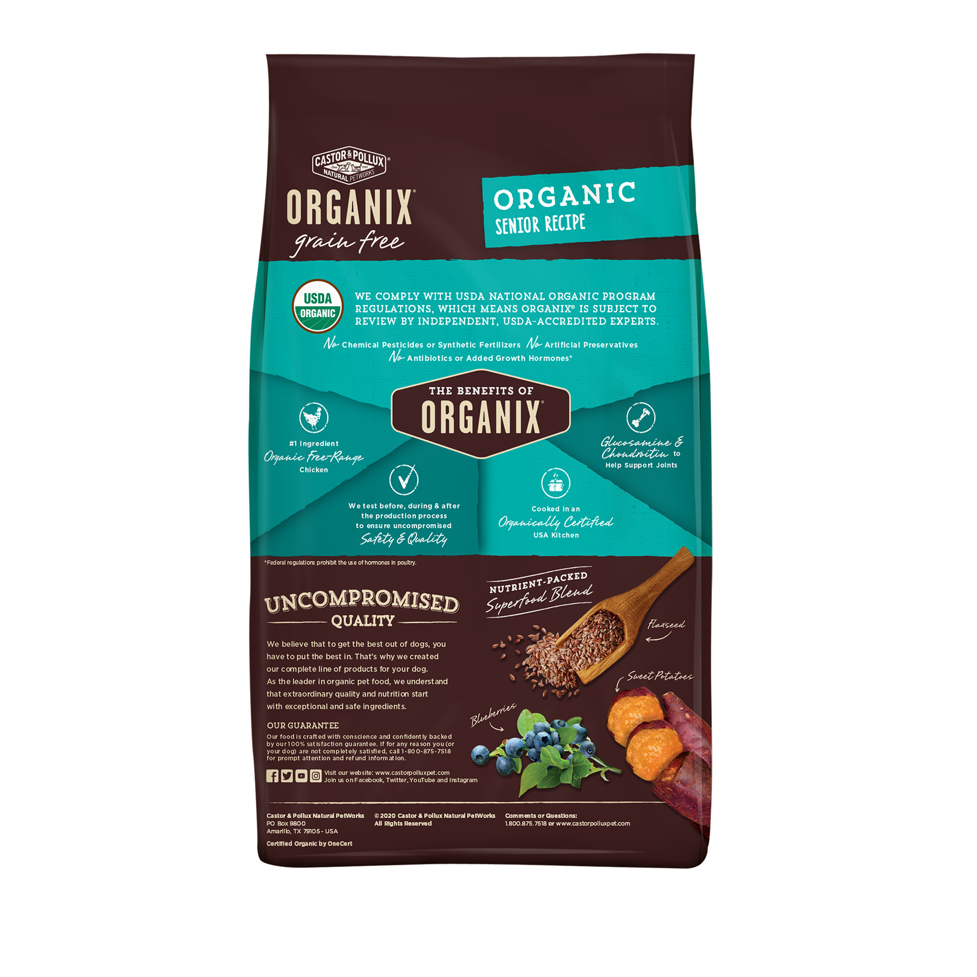 slide 3 of 3, Castor & Pollux ORGANIX Grain Free Organic Senior Recipe Grain Free Dry Dog Food - 4 lb Bag, 4 lb