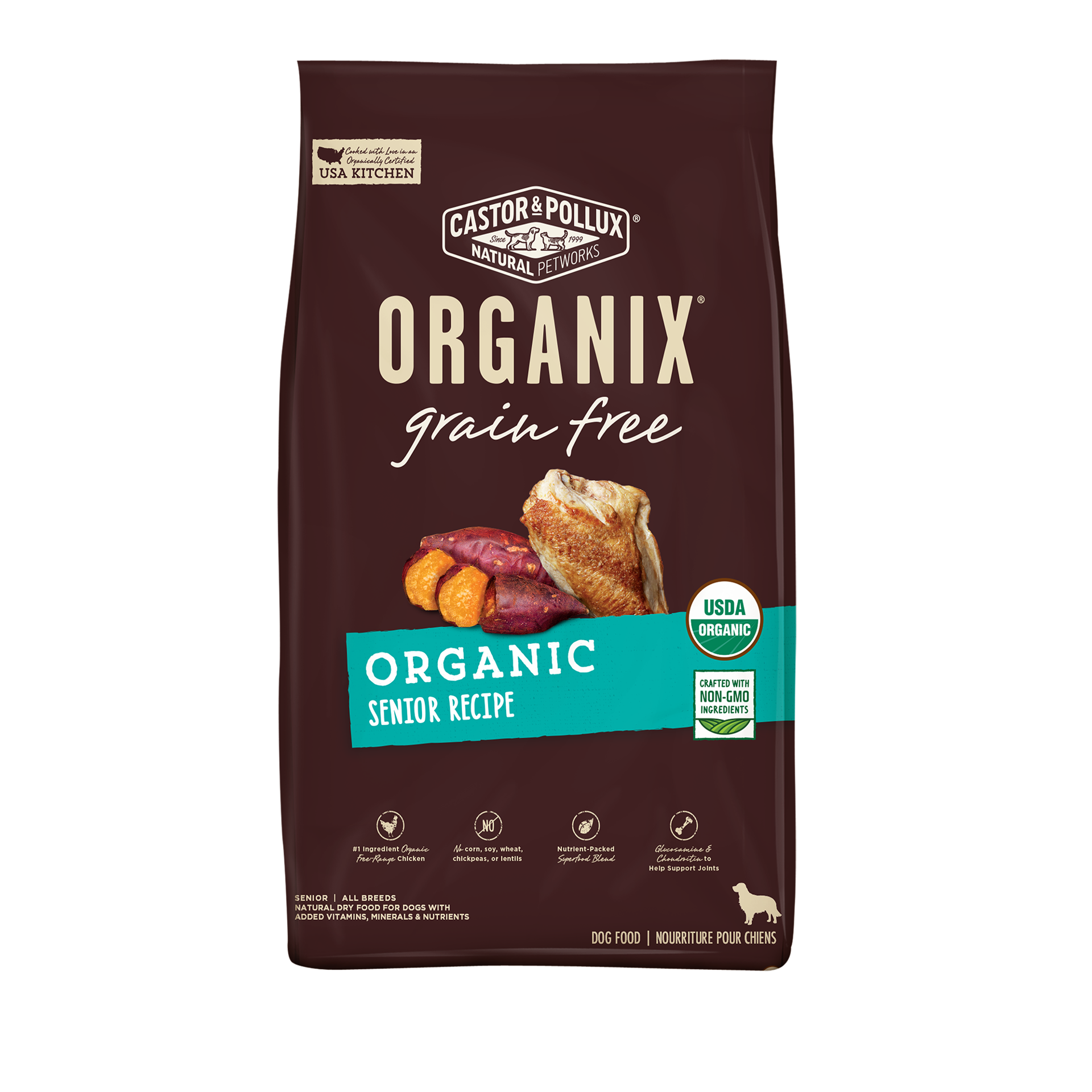 slide 1 of 3, Castor & Pollux ORGANIX Grain Free Organic Senior Recipe Grain Free Dry Dog Food - 4 lb Bag, 4 lb