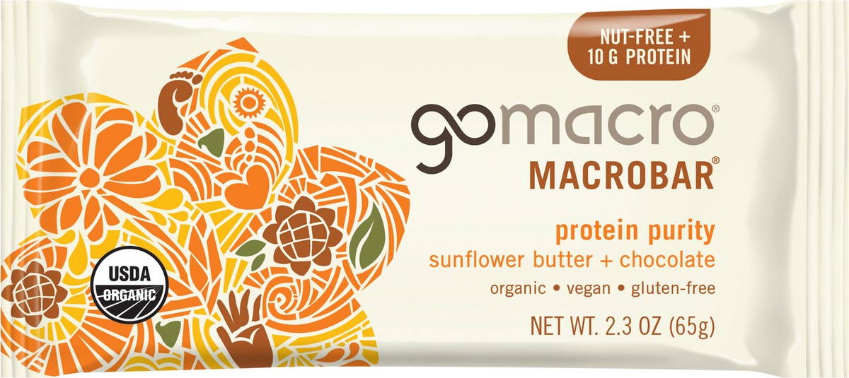 slide 1 of 1, GoMacro Organic Vegan Sunflower Butter & Chocolate Macrobar, 2.3 oz