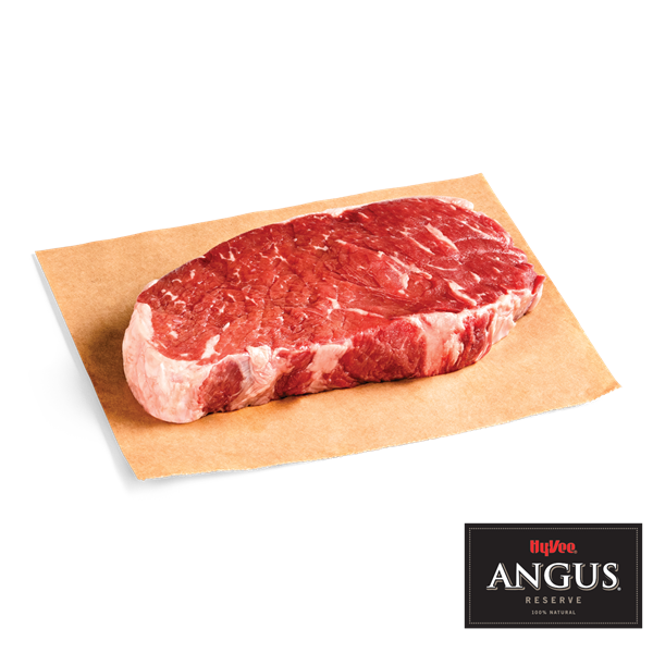 slide 1 of 1, Hy-Vee Angus Reserve Beef Loin New York Strip Steak, per lb