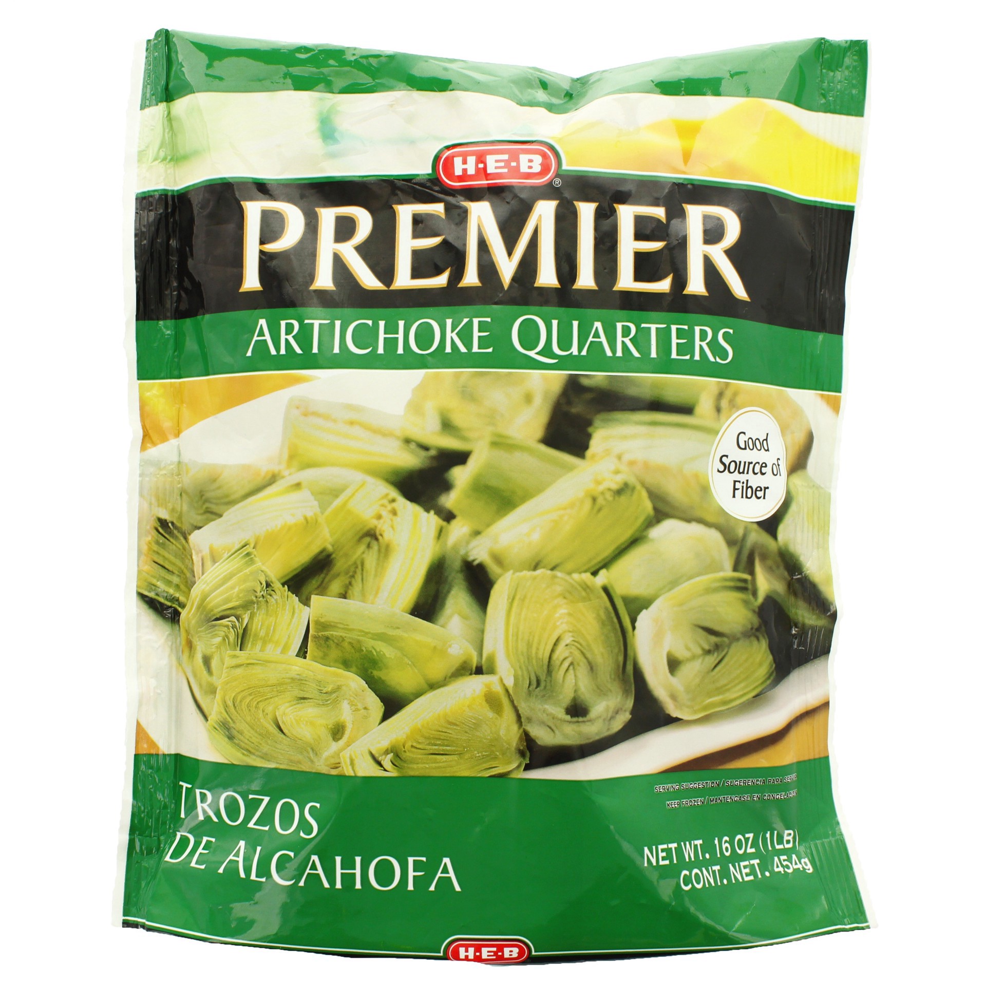 slide 1 of 1, H-E-B Frozen Artichoke Quarters, 16 oz
