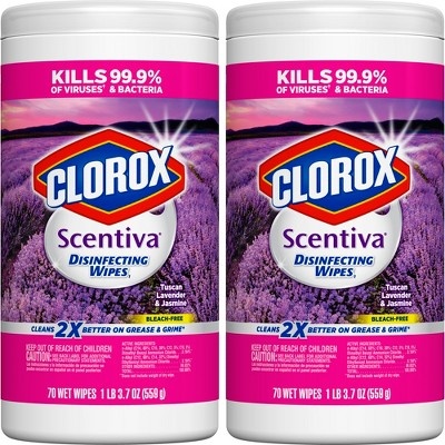 slide 1 of 11, Clorox Scentiva Tuscan Lavender Jasmine Scented Disinfecting Wipes, 2 ct