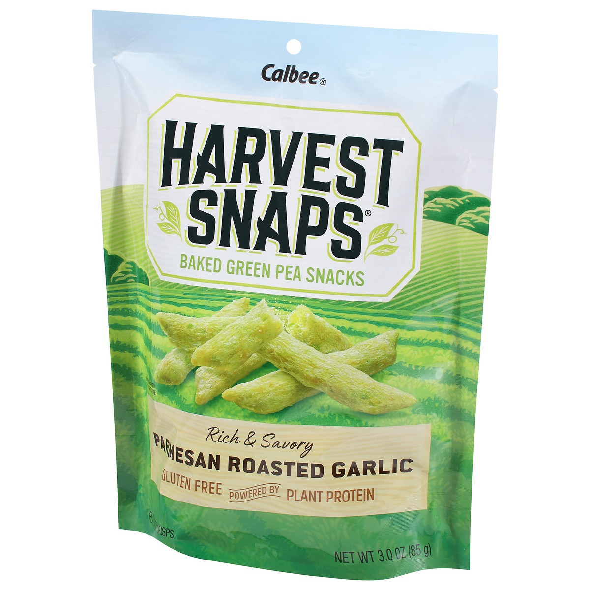 slide 3 of 9, Harvest Snaps Baked Parmesan Roasted Garlic Green Pea Snacks 3.0 oz, 3 oz