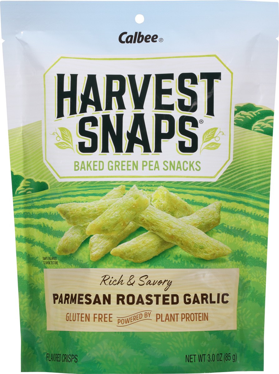 slide 6 of 9, Harvest Snaps Baked Parmesan Roasted Garlic Green Pea Snacks 3.0 oz, 3 oz