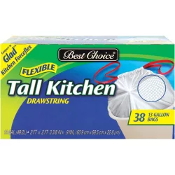 Best Choice Flexible Tall Kitchen Drawstring Trash Bags
