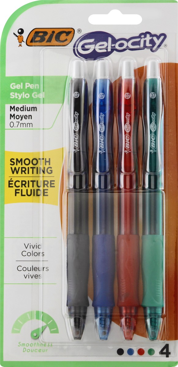 slide 8 of 8, BIC Gel-ocity 0.7 mm Medium Longlasting Gel Pen 4 ea, 4 ct