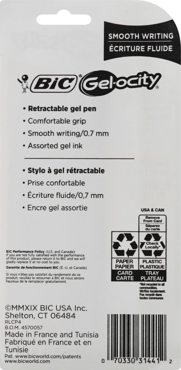 slide 4 of 8, BIC Gel-ocity 0.7 mm Medium Longlasting Gel Pen 4 ea, 4 ct