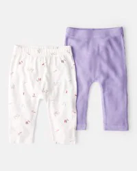Carter's Baby Girl Paint Print PurelySoft Pull-On Pants - White/Purple