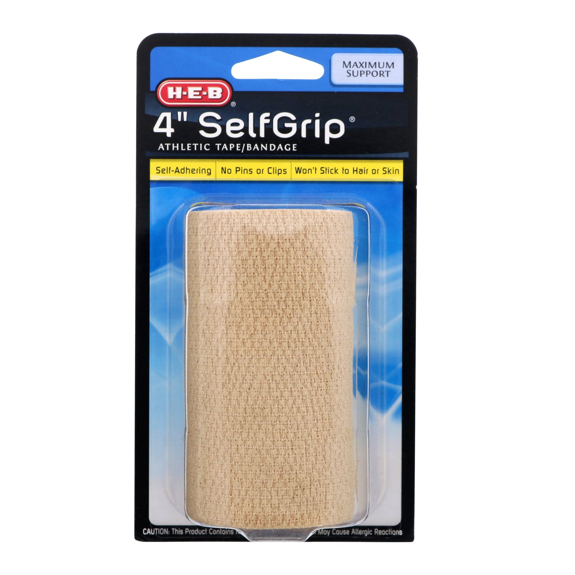 slide 1 of 1, H-E-B 4 Inch SelfGrip Maximum Support Athletic Tape/Bandage, 4 in