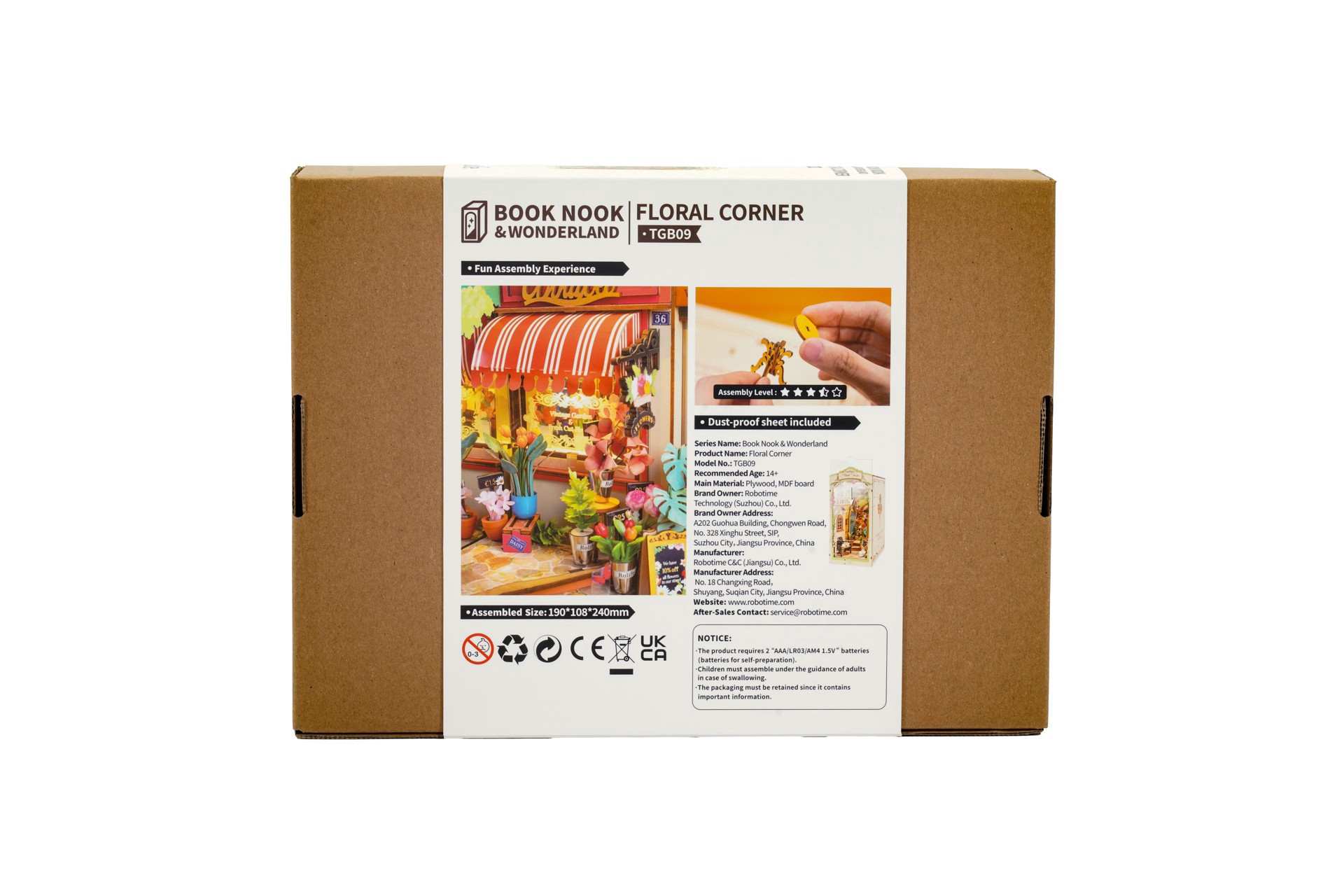 slide 4 of 9, Robotime Rolife Floral Corner Diy Book Nook Shelf Insert Kit, 4.3 in x 7.5 in x 9.5 in