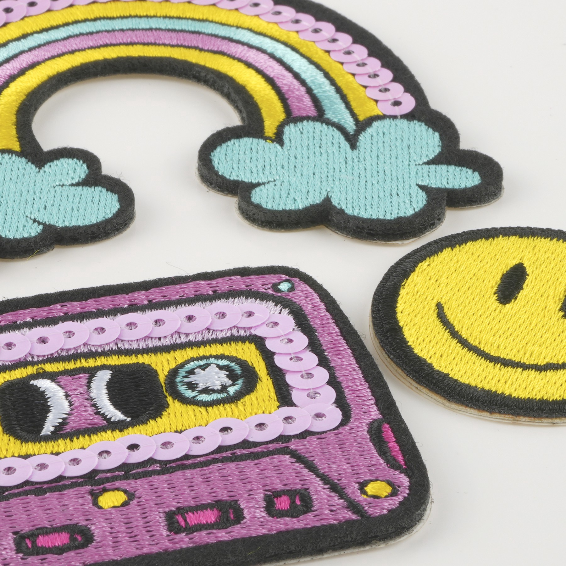 slide 2 of 2, Rainbow & Cassette Tape Embroidery Stickers By Creatology, 1.5 in - 3.2 in