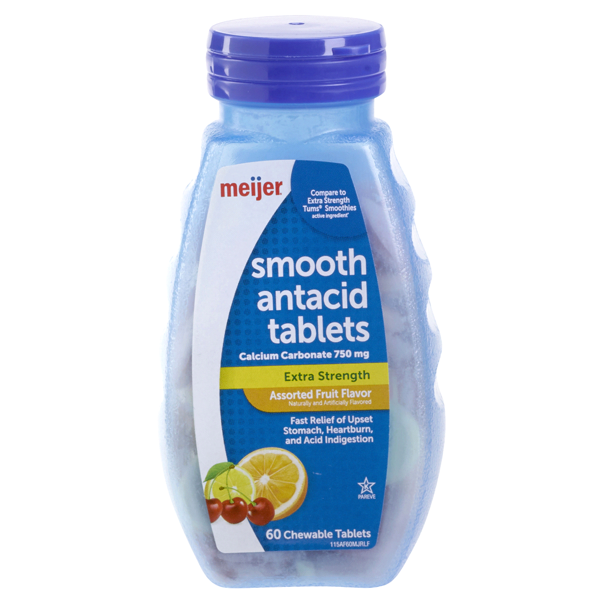 slide 1 of 5, Meijer Extra Strength Smooth Antacid Tablets Assorted Fruit, 60 ct