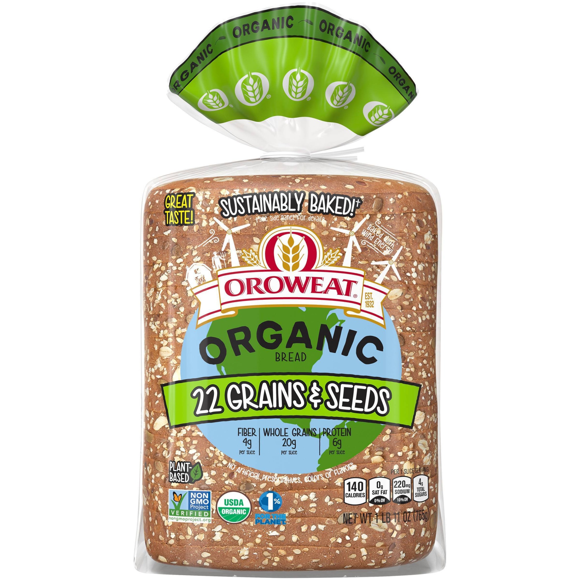 slide 1 of 8, Oroweat Organic 22 Grains & Seeds Bread, 27 oz,